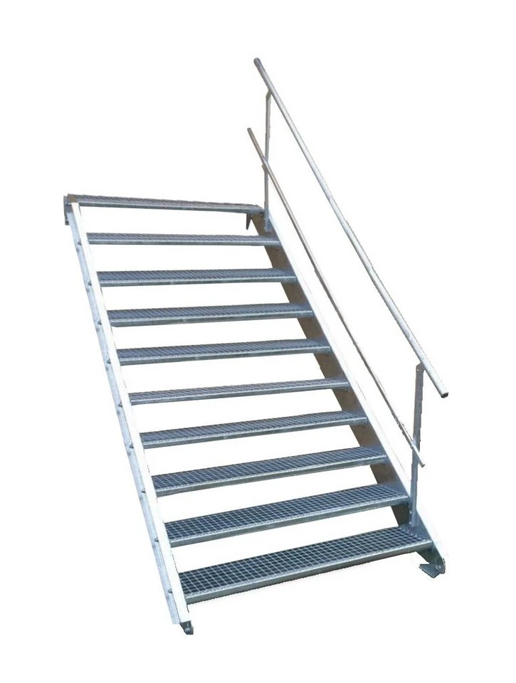 SRM Design Außentreppe 10 Stufen mit Geländer Breite 80 cm Geschosshöhe 150-200 cm