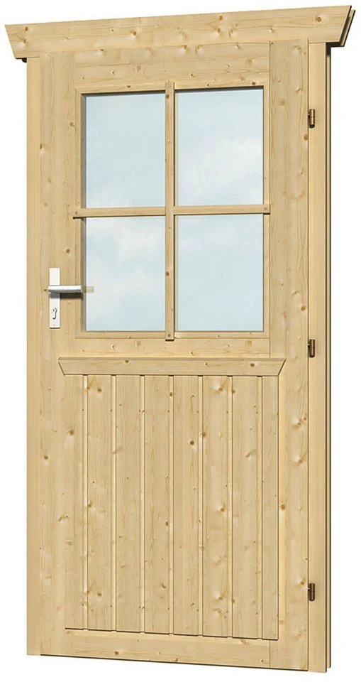 Skanholz Gartenhaustür Einzeltür 78,5 x 179,5 cm Anschlag rechts Echtglas Nordische Fichte