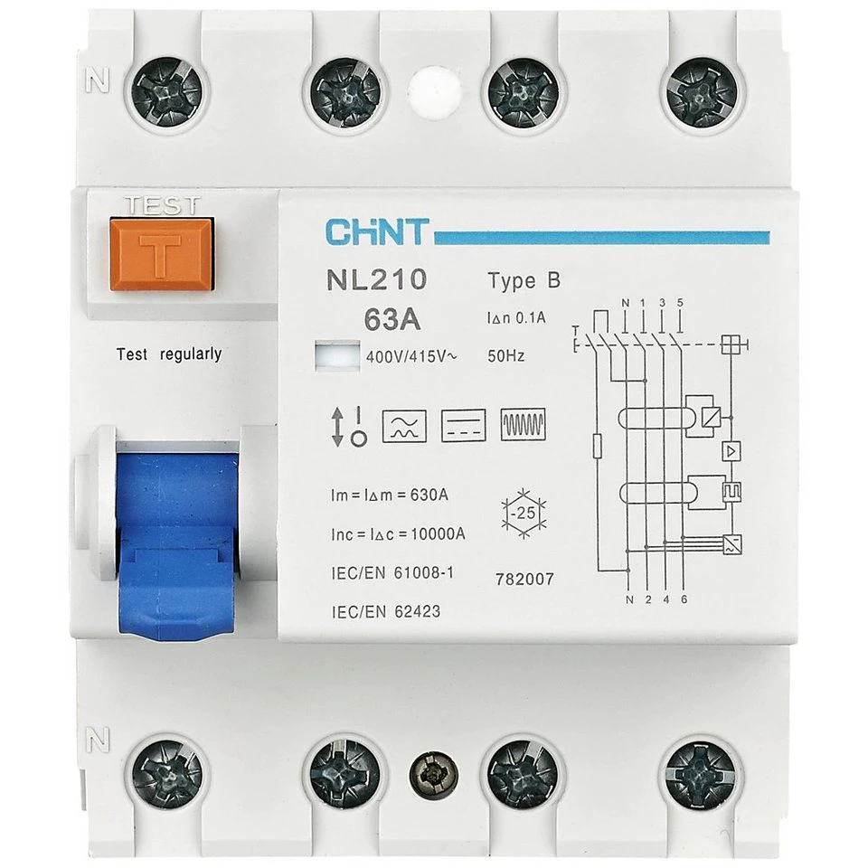 CHINT FI-Schutzschalter 782007 NL210 3PN 63A 100mA Typ B 10kA