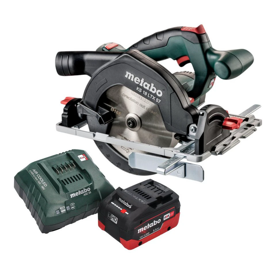 Metabo Kompakt-Handkreissäge KS 18 LTX 57 18 V 165 mm mit 1x LiHD Akku 5,5 Ah Ladegerät