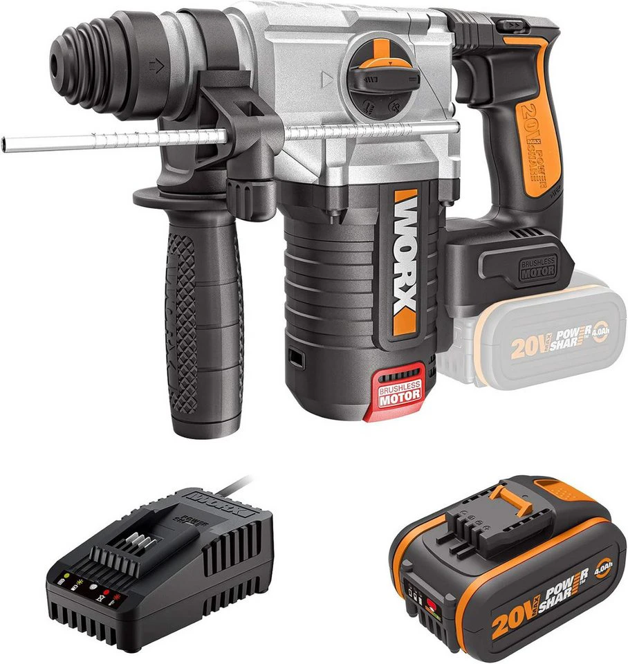 Worx Akku-Bohrhammer WX380.1 4in1 20V 2,2 J 1200 U/min Stemmhammer