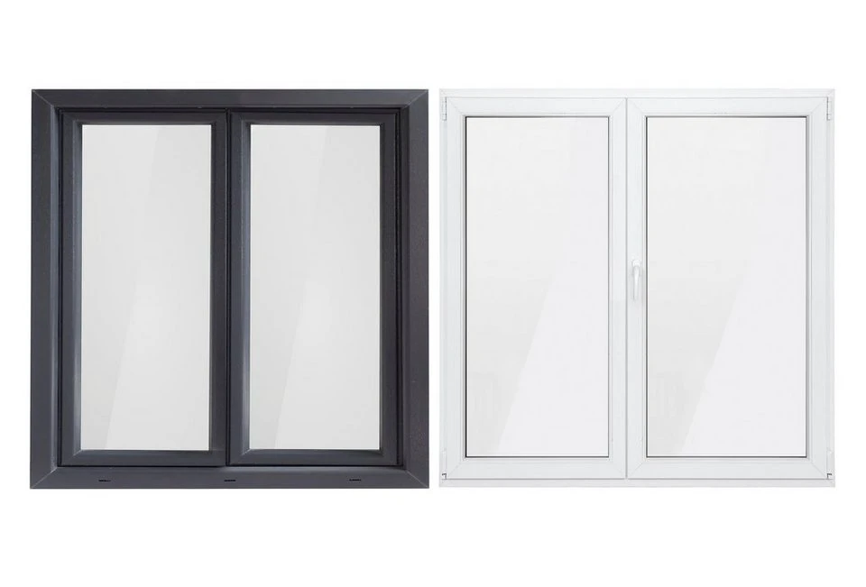 SN DECO GROUP Kunststofffenster 2 Flügel 1000x1000 außen anthrazit innen weiß 70 mm RC2 5-Kammer-Profil