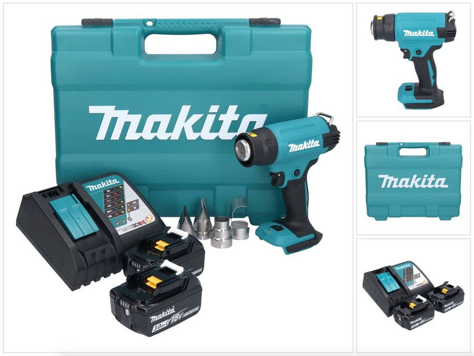 Makita DHG 181 Akku Heißluftgebläse 18 V 150 - 550 °C 2x Akku 3,0 Ah